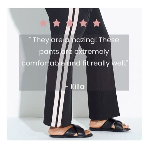 See Rose Go Womens High Rise Straight Tailored Track Pants Black 18 Striped - Picture 3 of 16